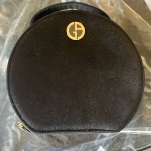 Giorgio Armani Black Velvet Cosmetic Round Case New